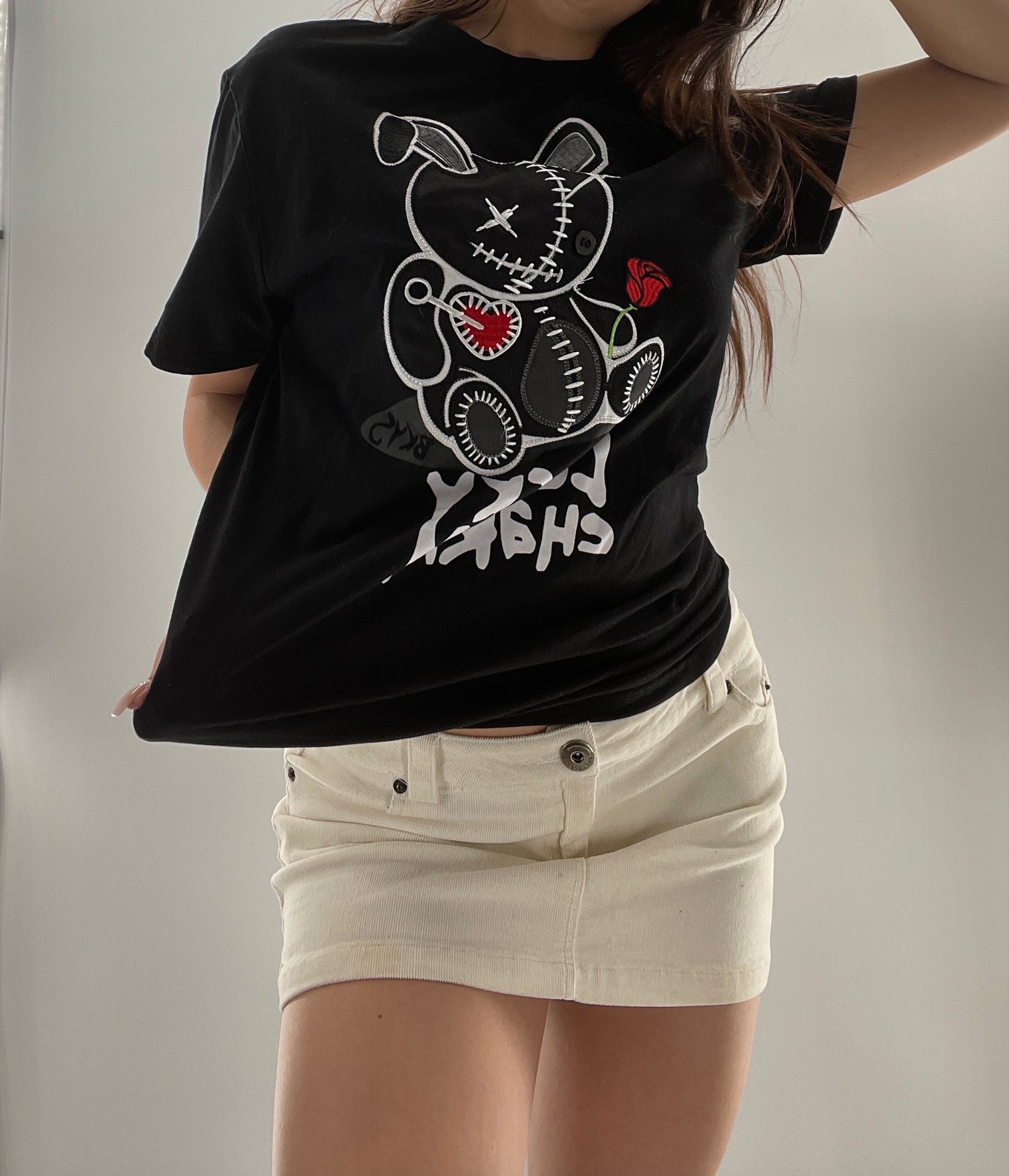 BKYS Black Lucky Charm Stitched Rabbit T (Small)