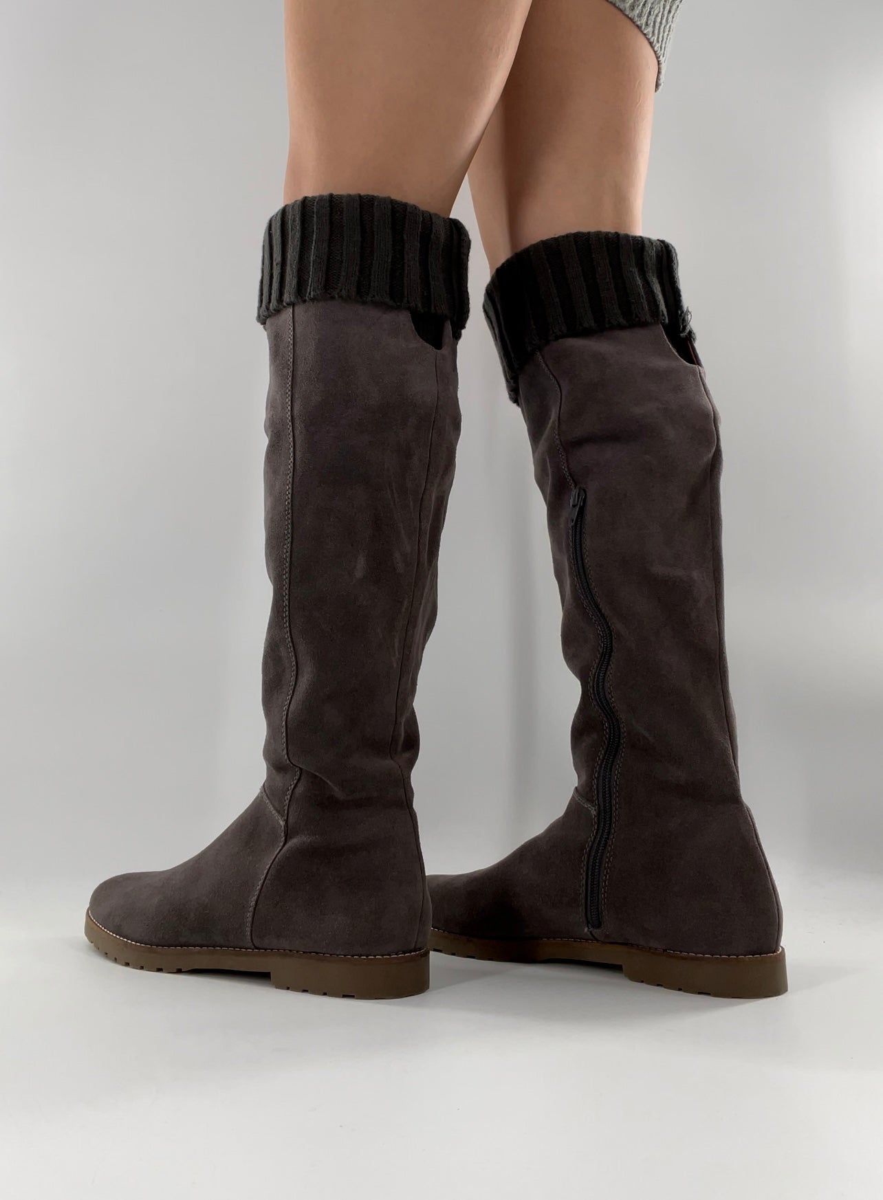 CORSO COMO Suede Knee High Boots Grey with Built in Leg Warmer (10)