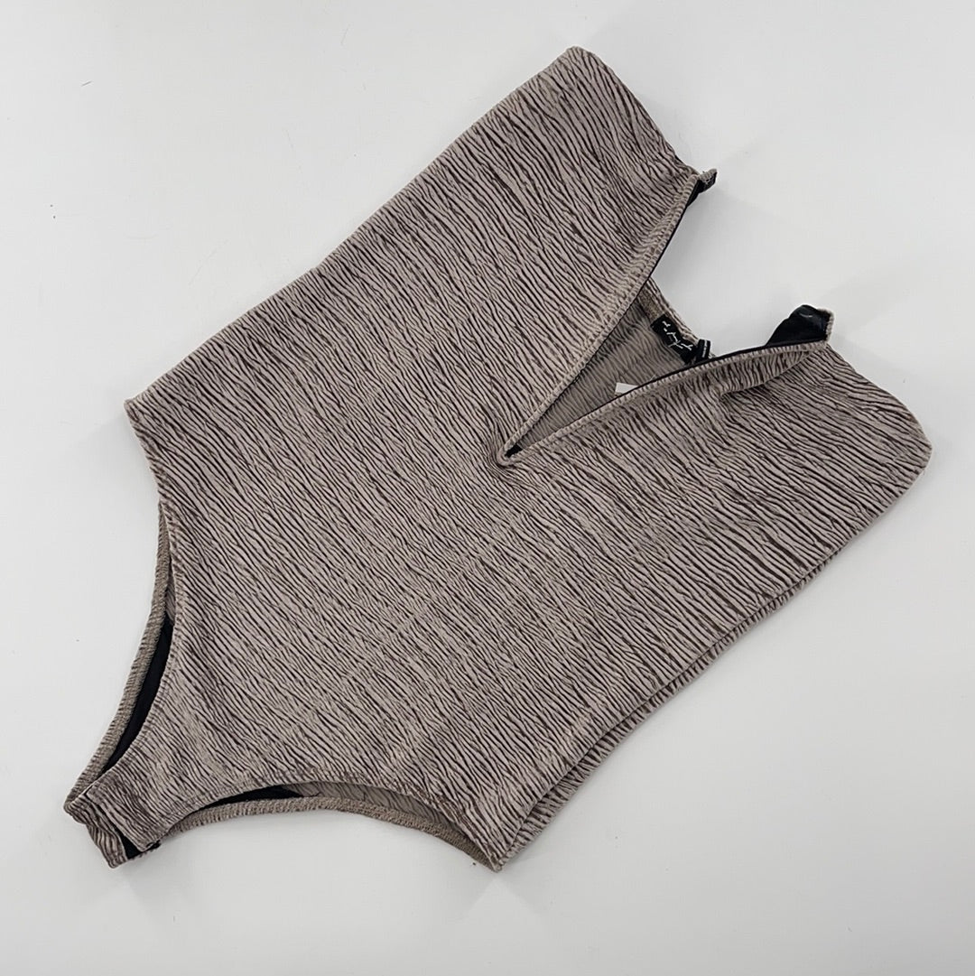 Urban Outfitters Silver Crimped Bodysuit (M)
