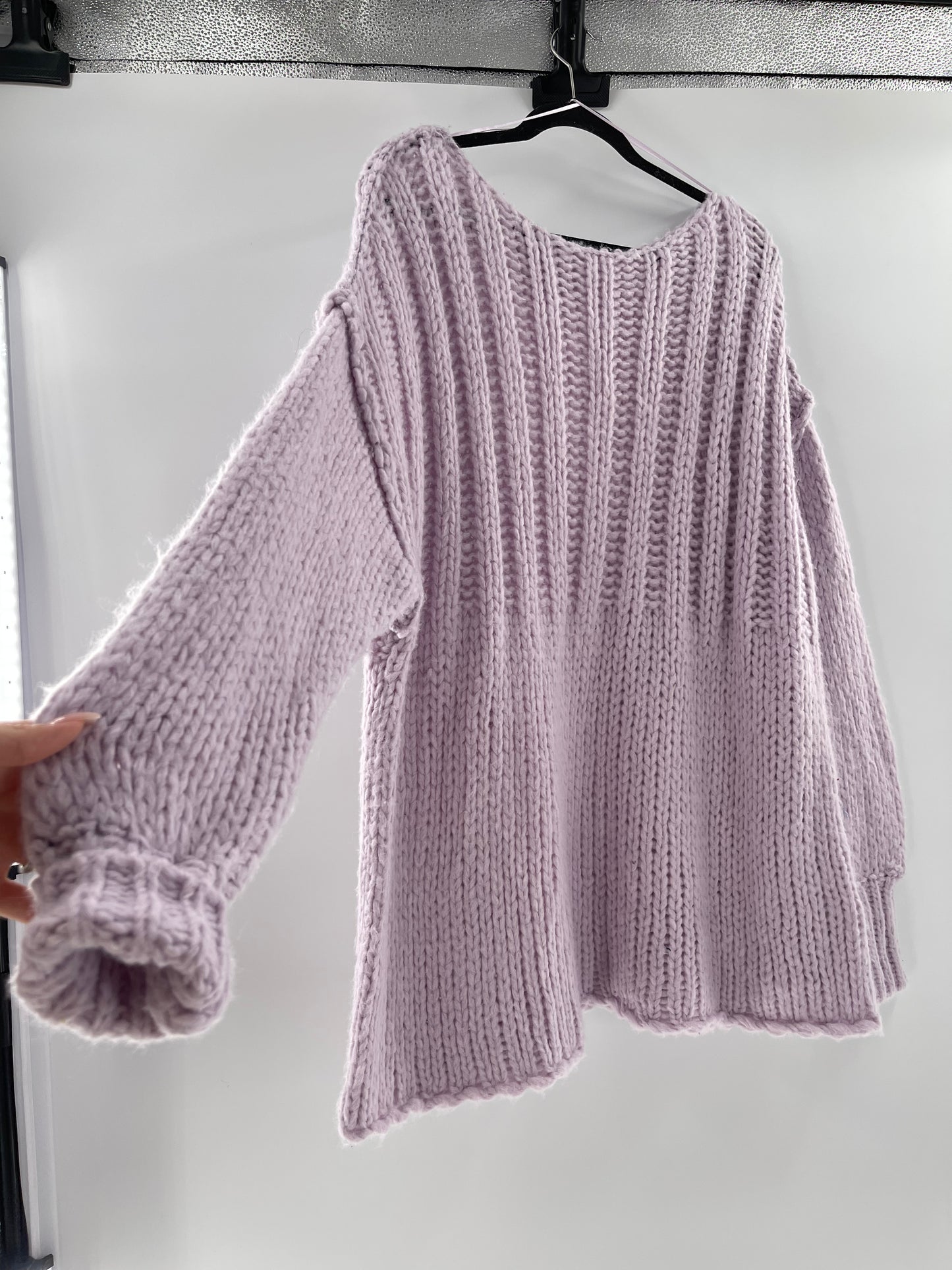 Free People Chunky Knit Lilac/Lavender Sweater (Medium)