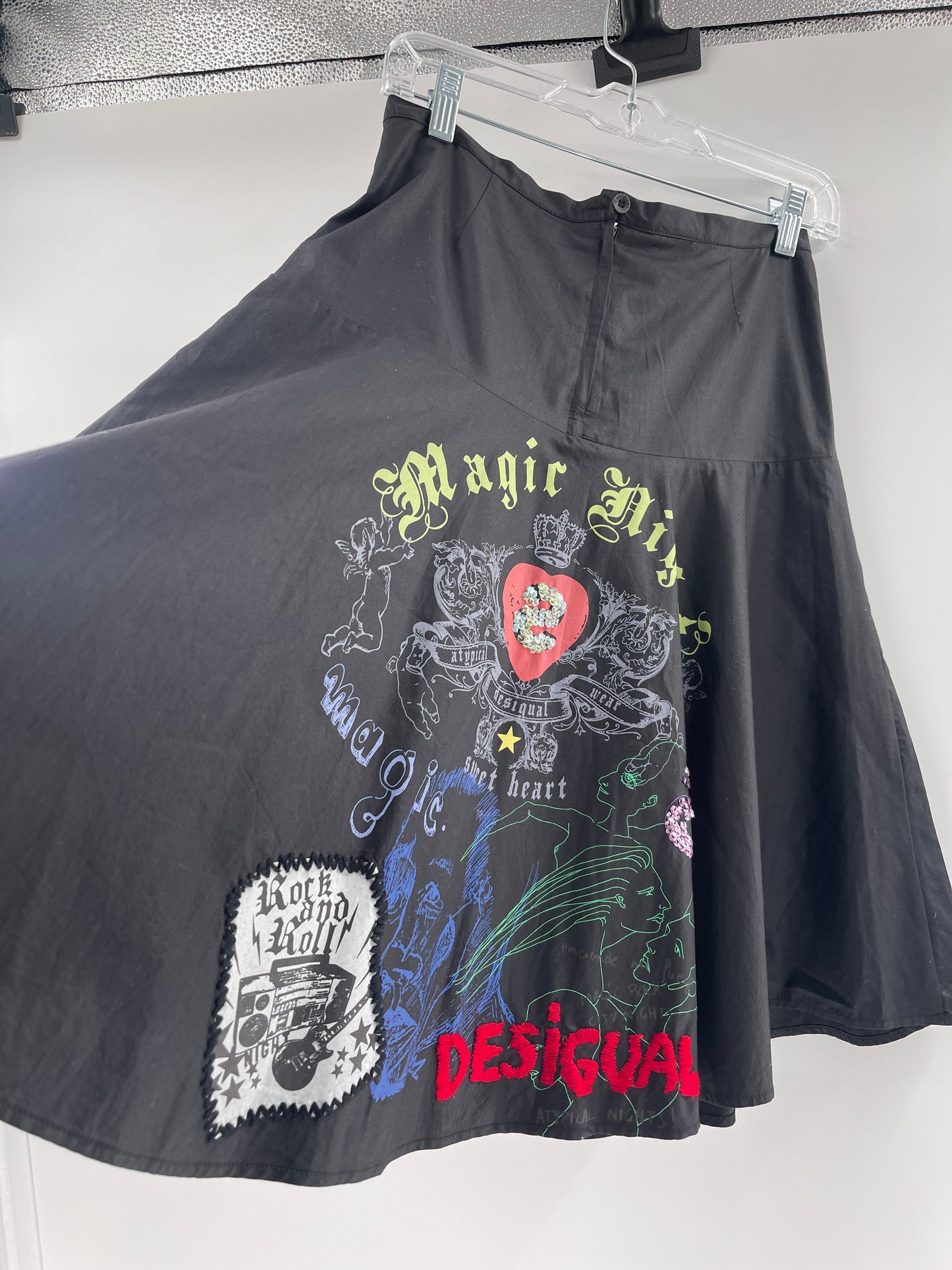Deesigual - Punk Rock Embroidered Vintage Skirt (Size 36)