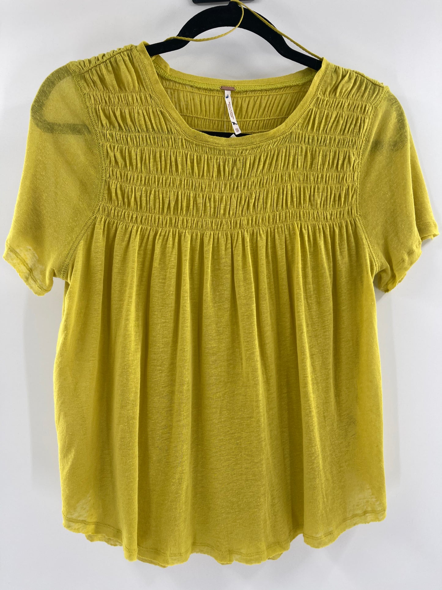 Free People Chartreuse Yellow Short Sleeve (XS)