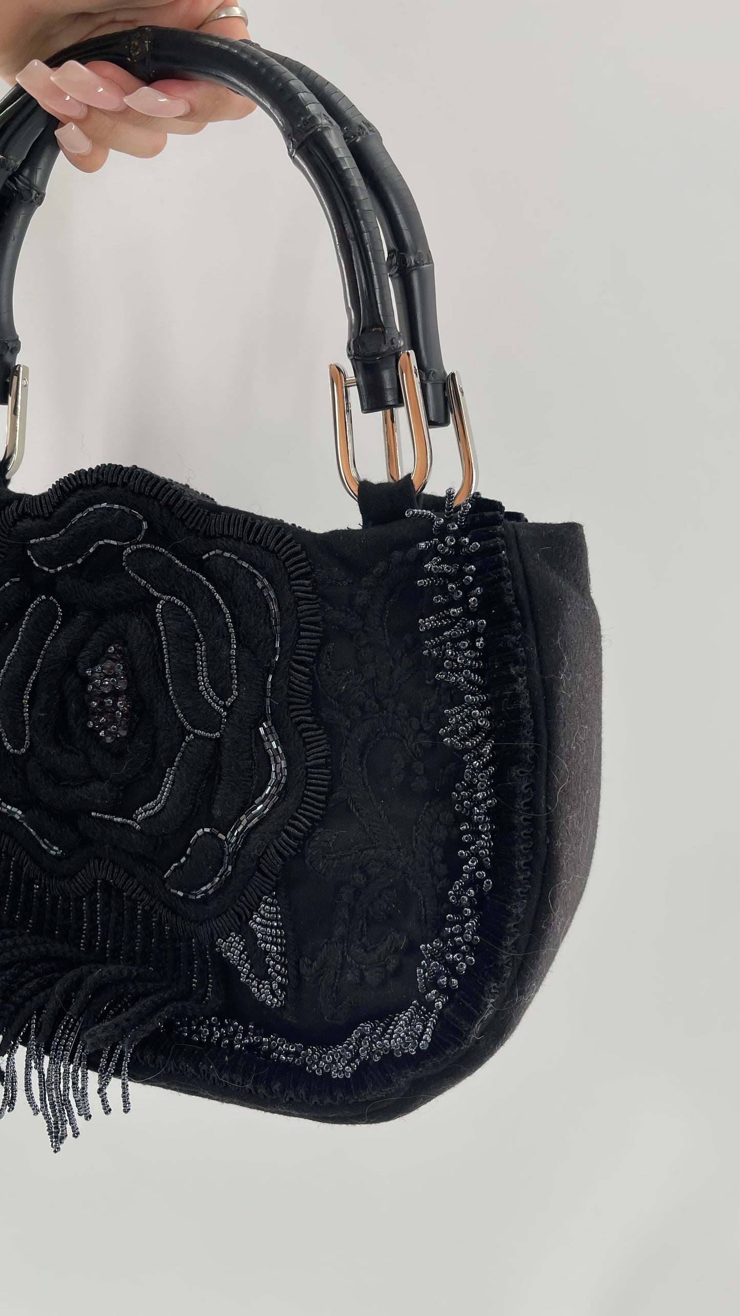 Vintage IPA NIMA Black Embroidered Beaded