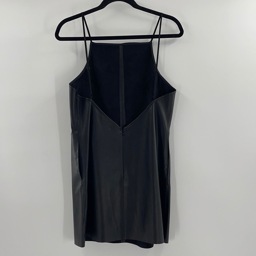 Urban Outfitters Black Vegan Leather Sleeveless Low Back Mini Dress (Size M)