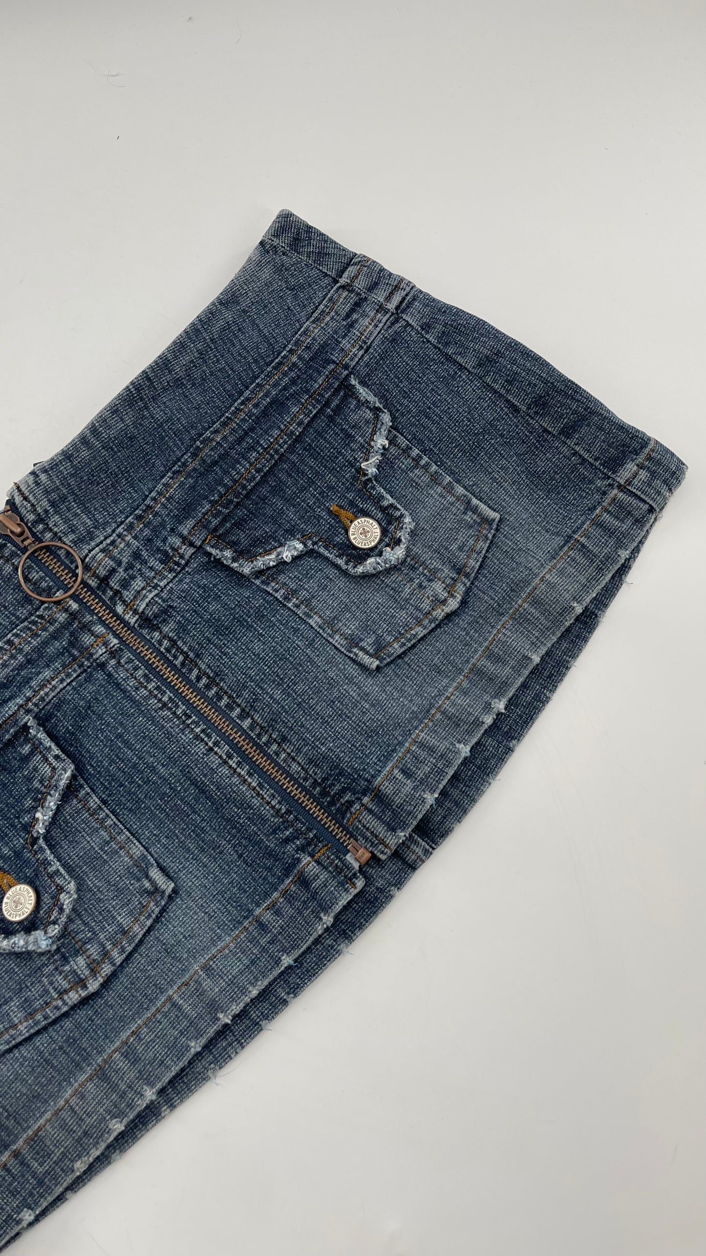 Vintage Blue Asphalt Denim Micro Mini Skirt (29/30)