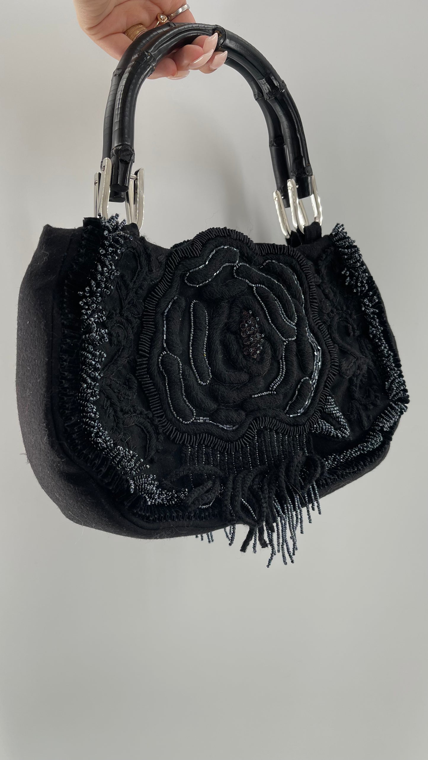 Vintage IPA NIMA Black Embroidered Beaded