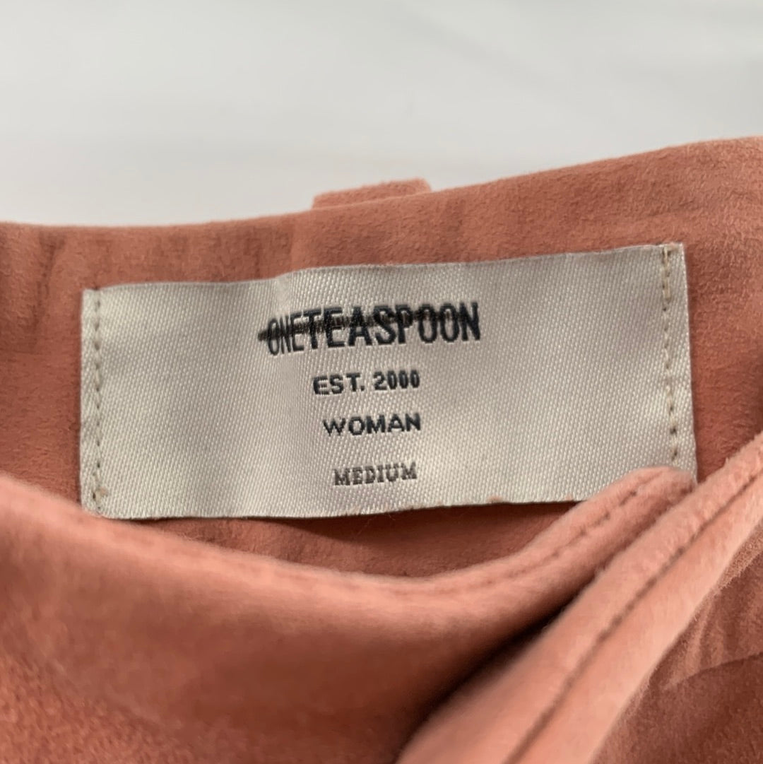 Anthropologie- ONETEASPOON- Peach Suede Mini Skirt ( Size M)