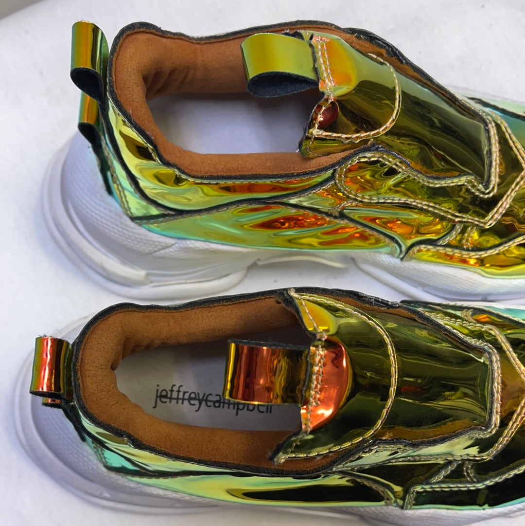 Jeffrey Campbell X Free People Gold Reflective Iridescent Concert Festival Sneakers (6.5)