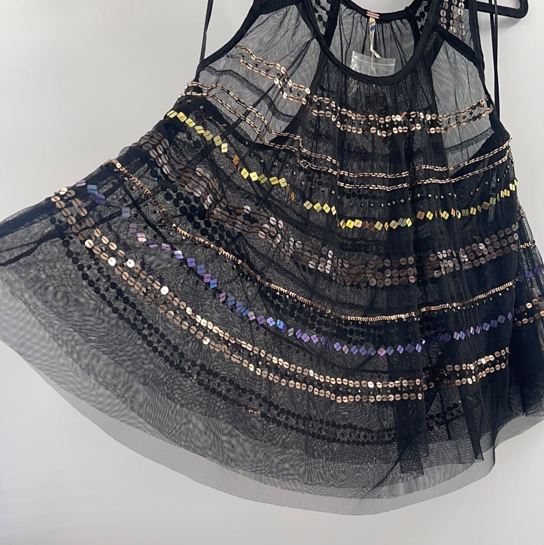 Free People Mesh Embellished Tank (S)
