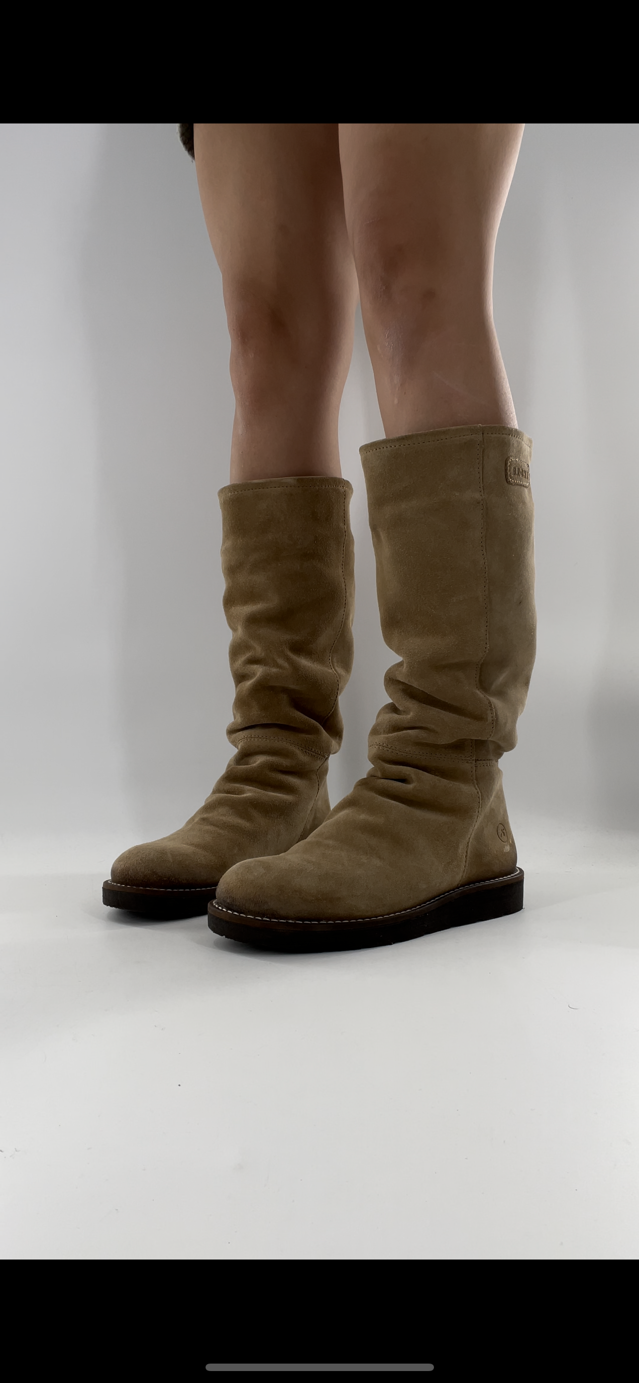 BRONX SO TODAY - Suede Shearling Inside Light Beige Knee High Boots - Size 39