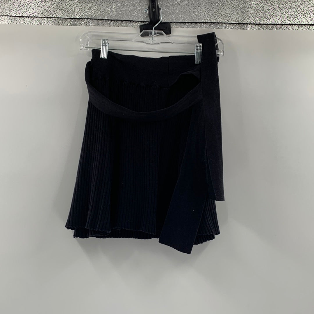Free People Black Ribbed Beach Mini Skirt with Ribbon Belt (Size Small)