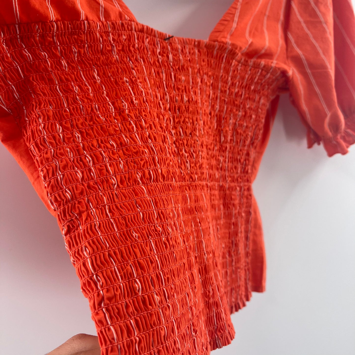 Free People Orange Striped Short Sleeve (XS)