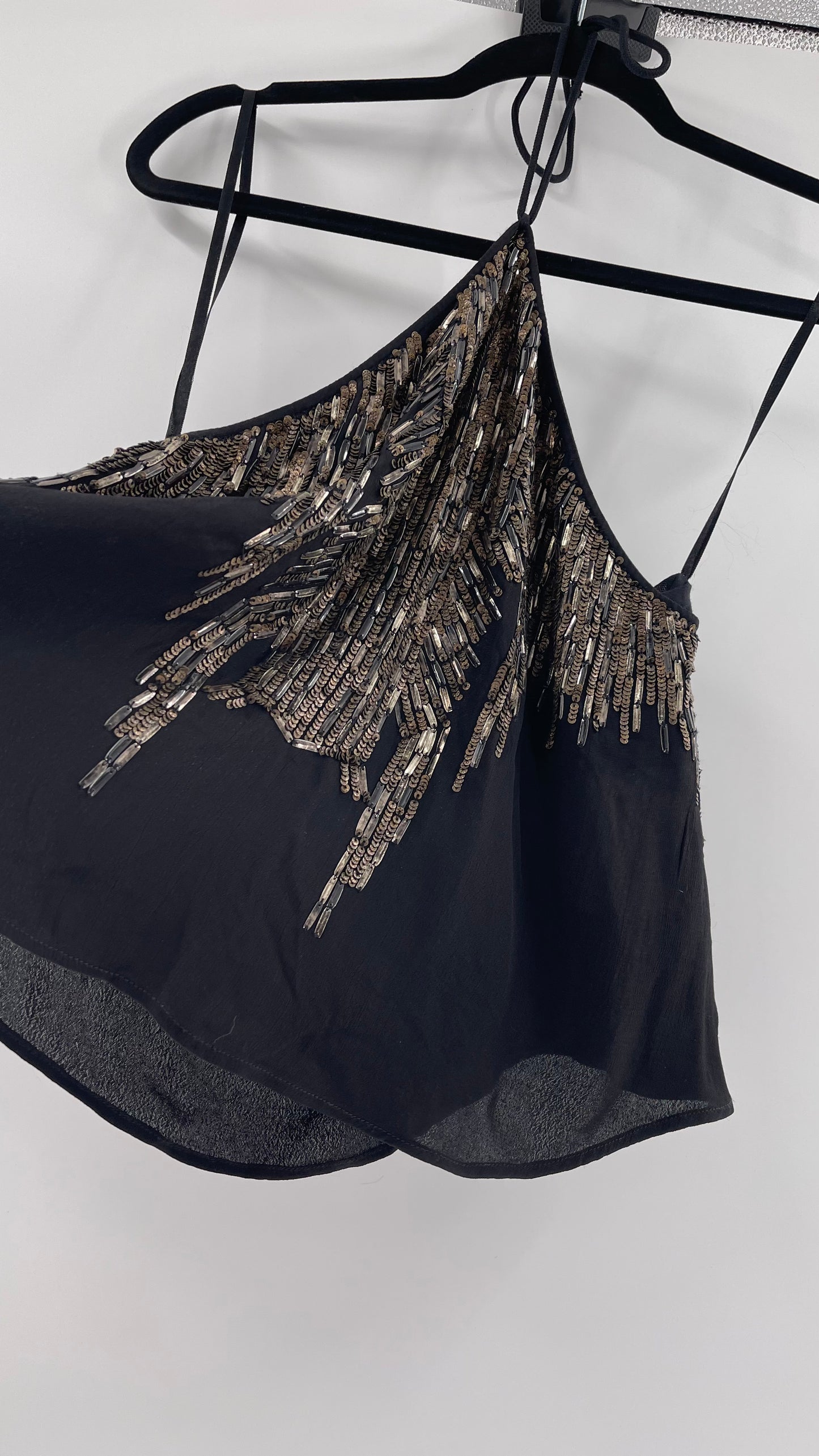 Free People Black Beaded Halter (XS)