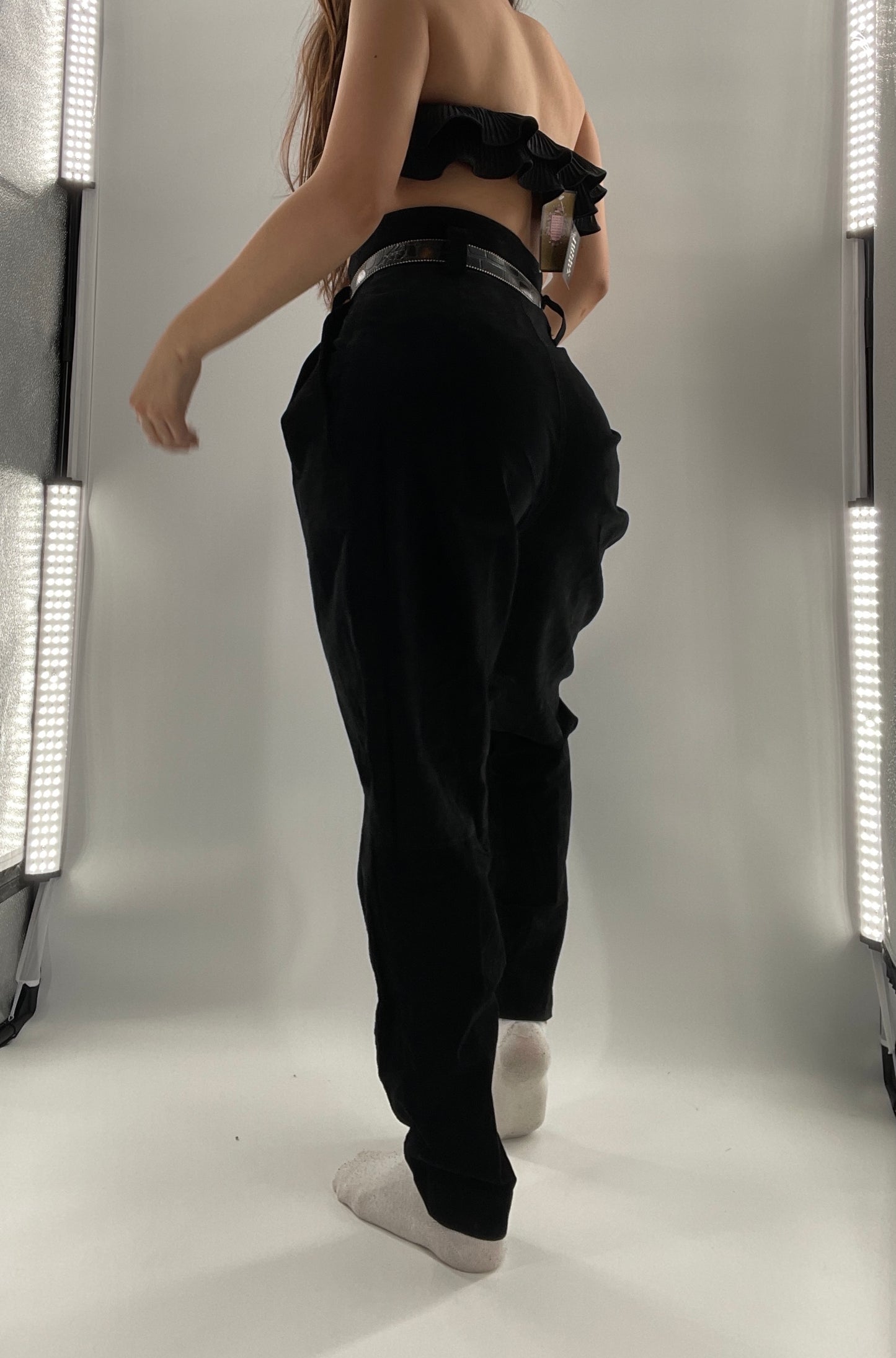 Vintage High Waisted Black Suede Leather Wilson’s Trouser (8)