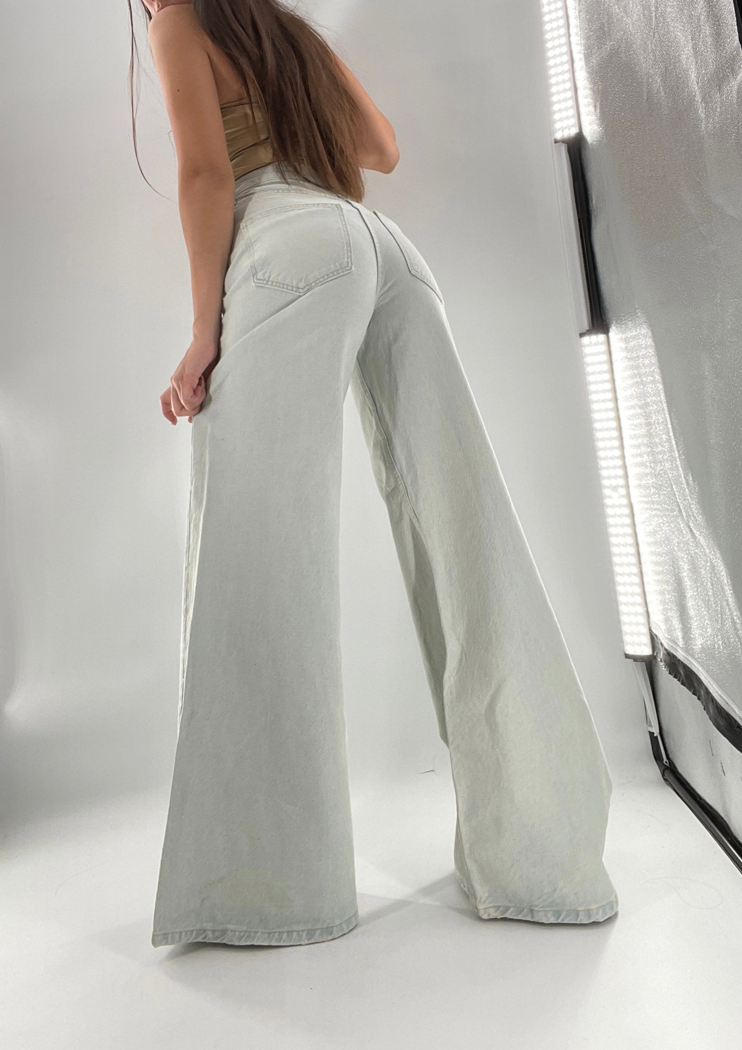 Free People Light Wash High Waist Wide Legs (27)