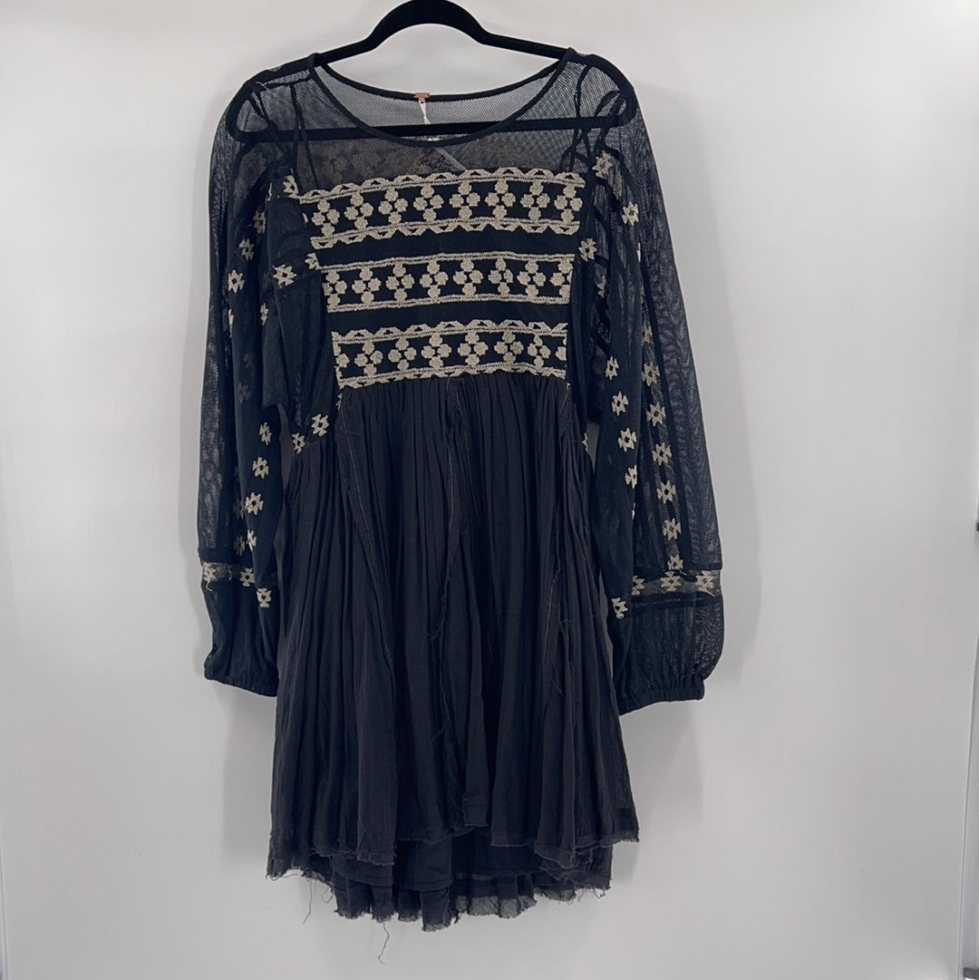 Free People Mesh Embroidered Dress (XS)
