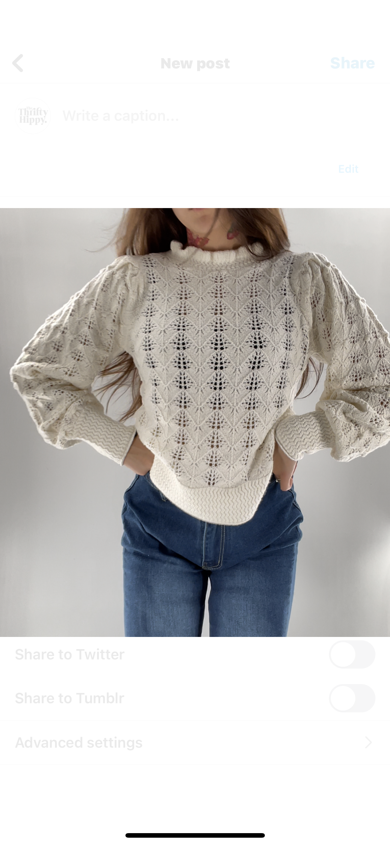 UNSUBSCRIBED Cream Sweater Size S