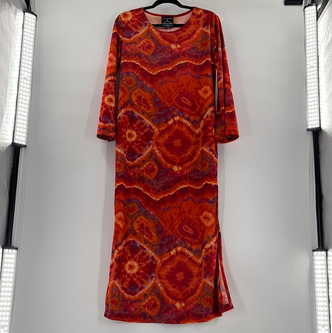 Anthony Mark Hankins Collection - *Vintage* Tie Dye 70's Red Maxi Dress (Size Medium)