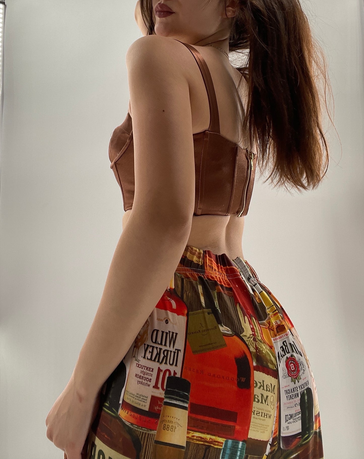 Princess Polly Brown Cropped Corset with Gold Medallion (2)