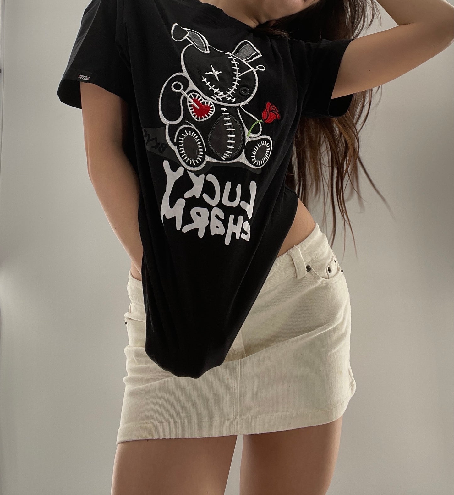 BKYS Black Lucky Charm Stitched Rabbit T (Small)