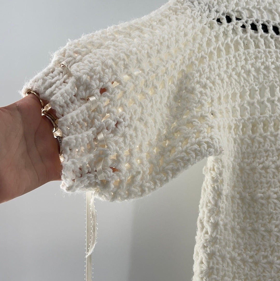Anthropologie White Crochet Short Sleeve (S/M)