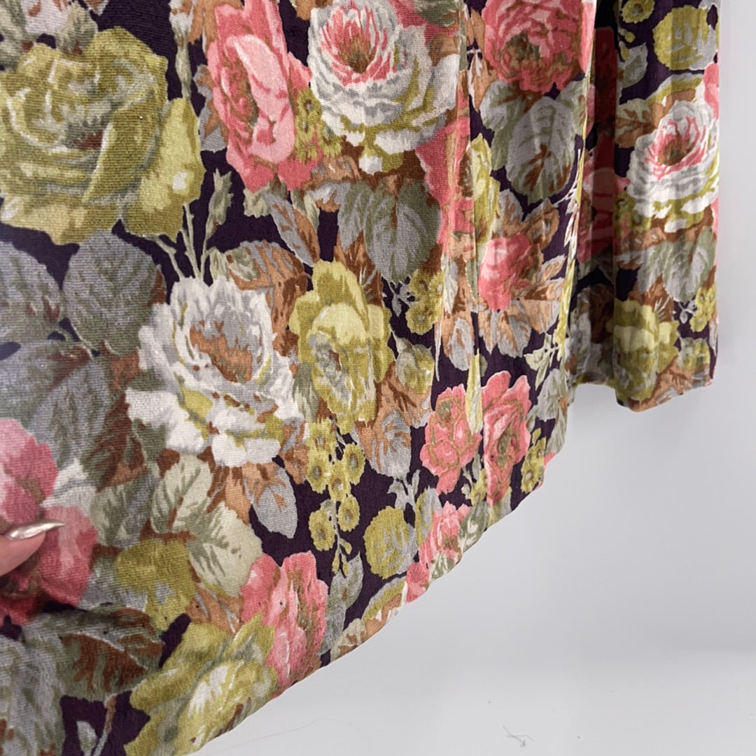 Workers Union (Vintage) Handmade Flowered Velour With Rhinestone Broche Maxi Dress (Sized M)