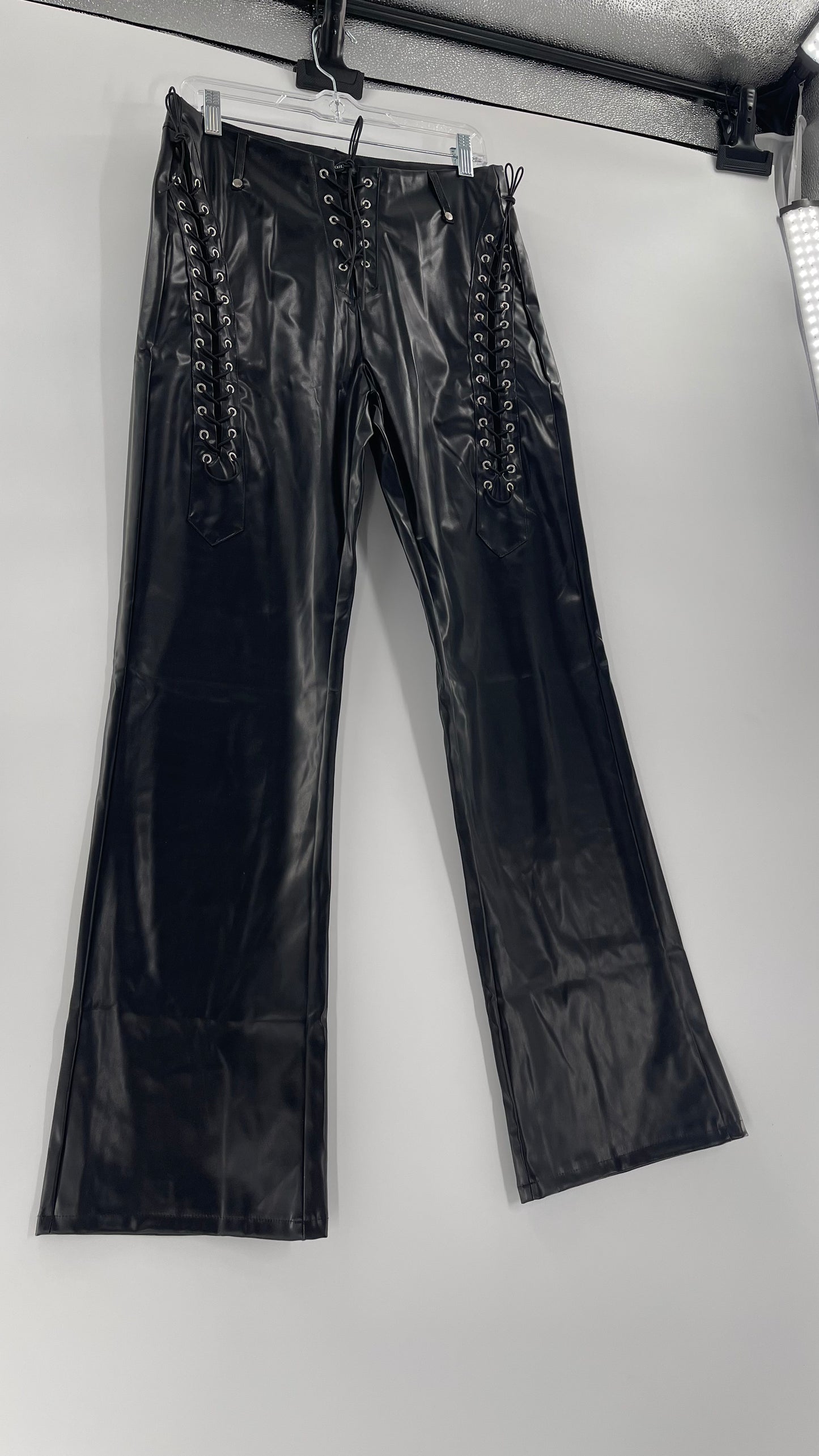XXXiticat Faux Leather Straight Legs with Lace Up Details (XL)