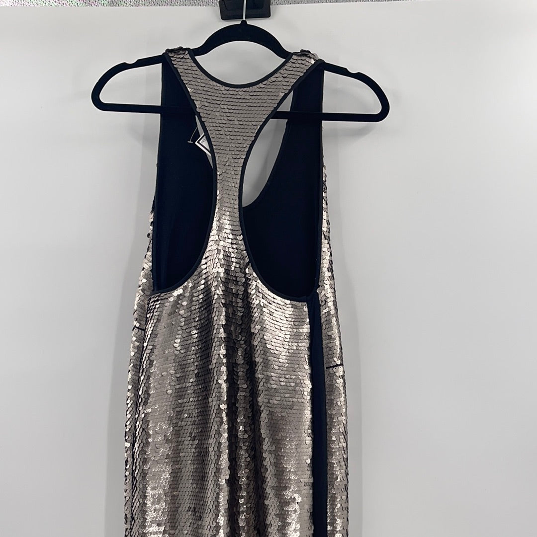 Urban Outfitters - Sleeveless Sequin Silver Midi Dress (Size XS/S)