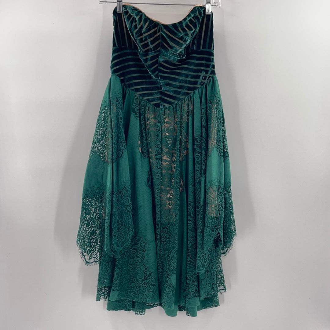 Free People Velvet + Lace Emerald Dress (0)