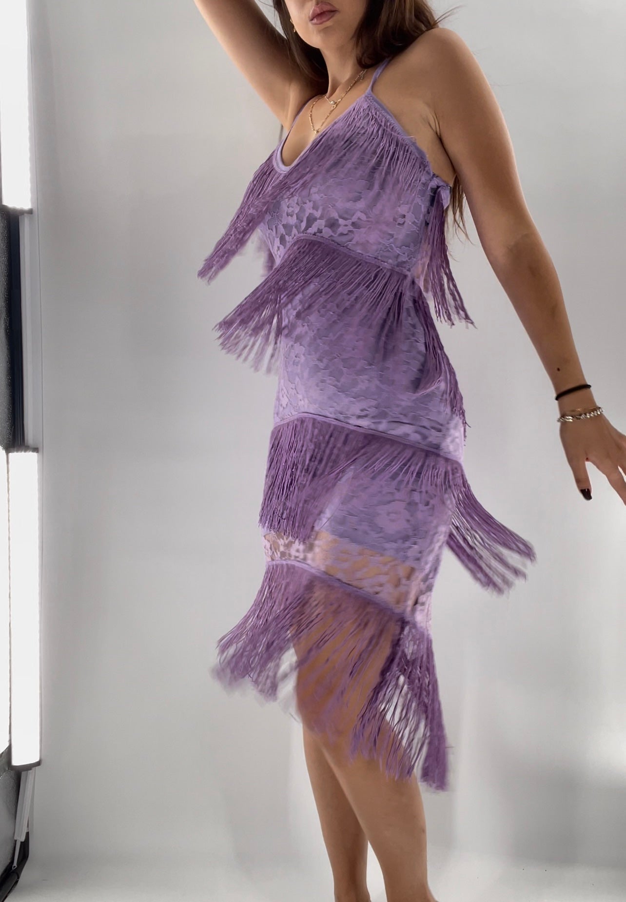 Lavender Lace + Fringe Cowgirl Dress (S)