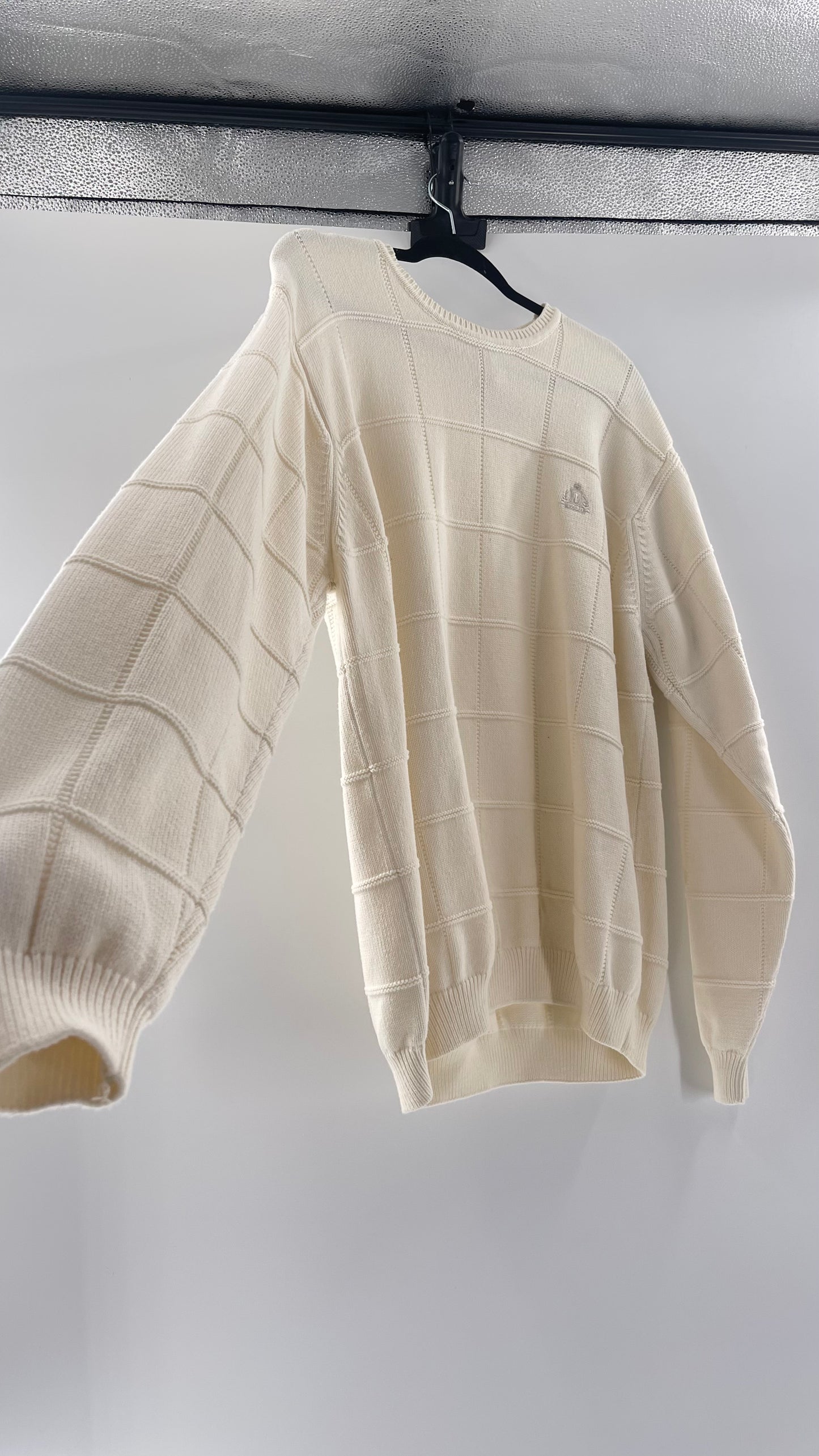 Vintage IZOD Cream Square Stitch Sweater (XL)