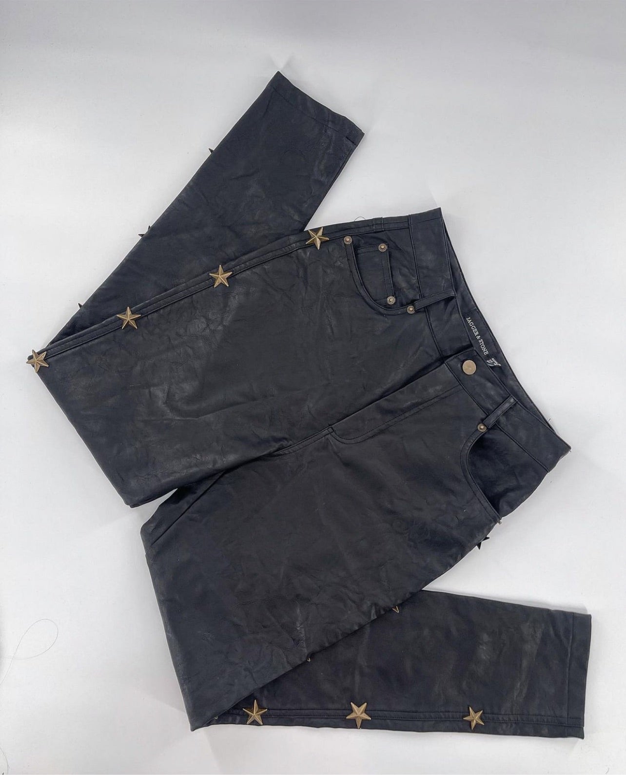 Jagger & Stone Faux Leather Pants with Metal Stars (Sz 6)