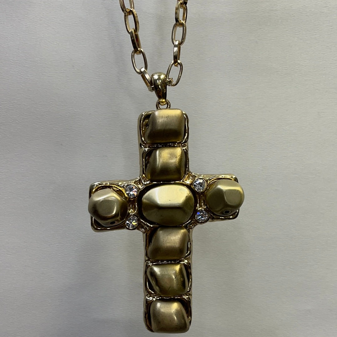 Vintage Gold Oversized Cross Necklace