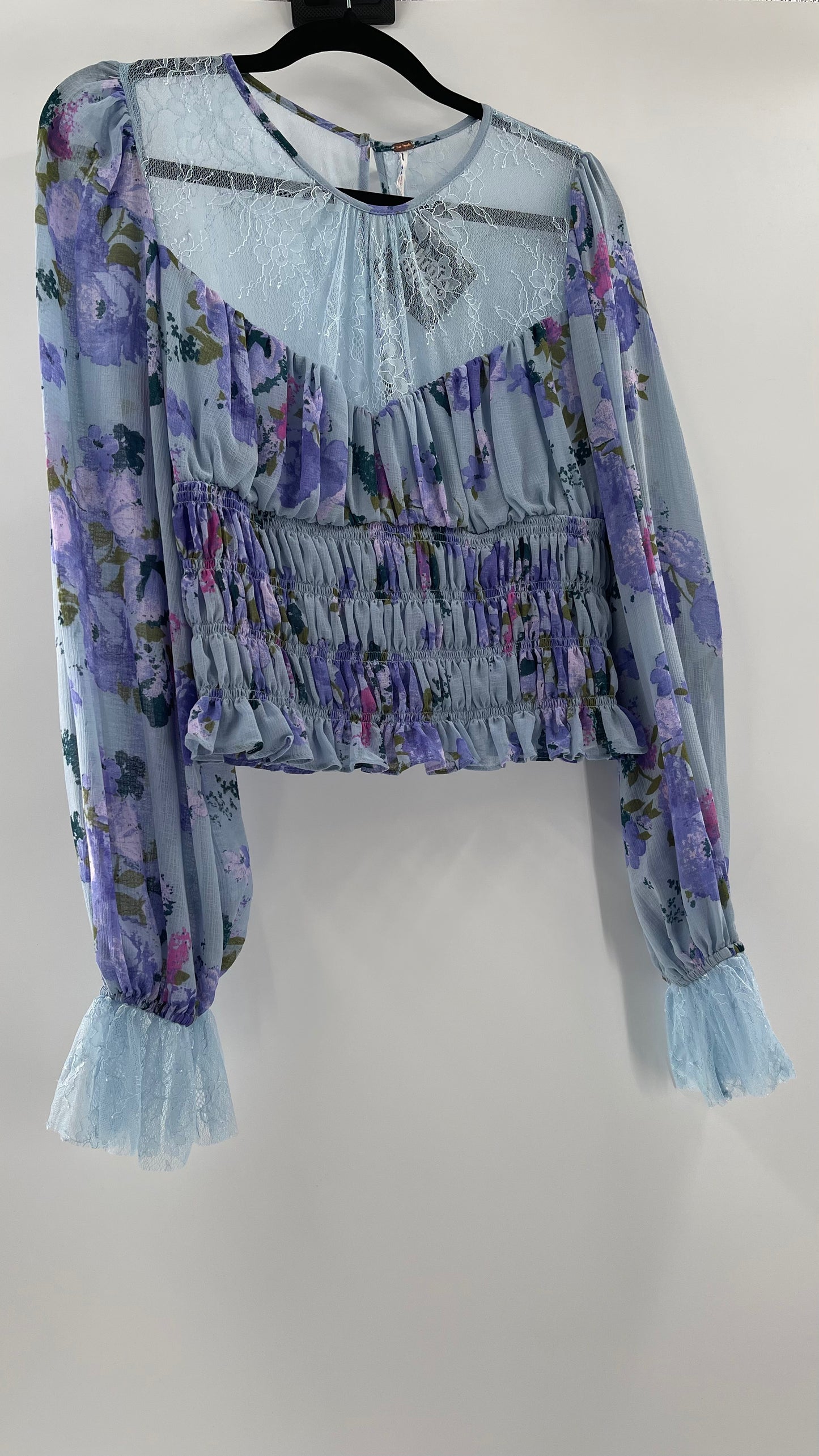Free People Daphne Blouse Powder Blue (Large)