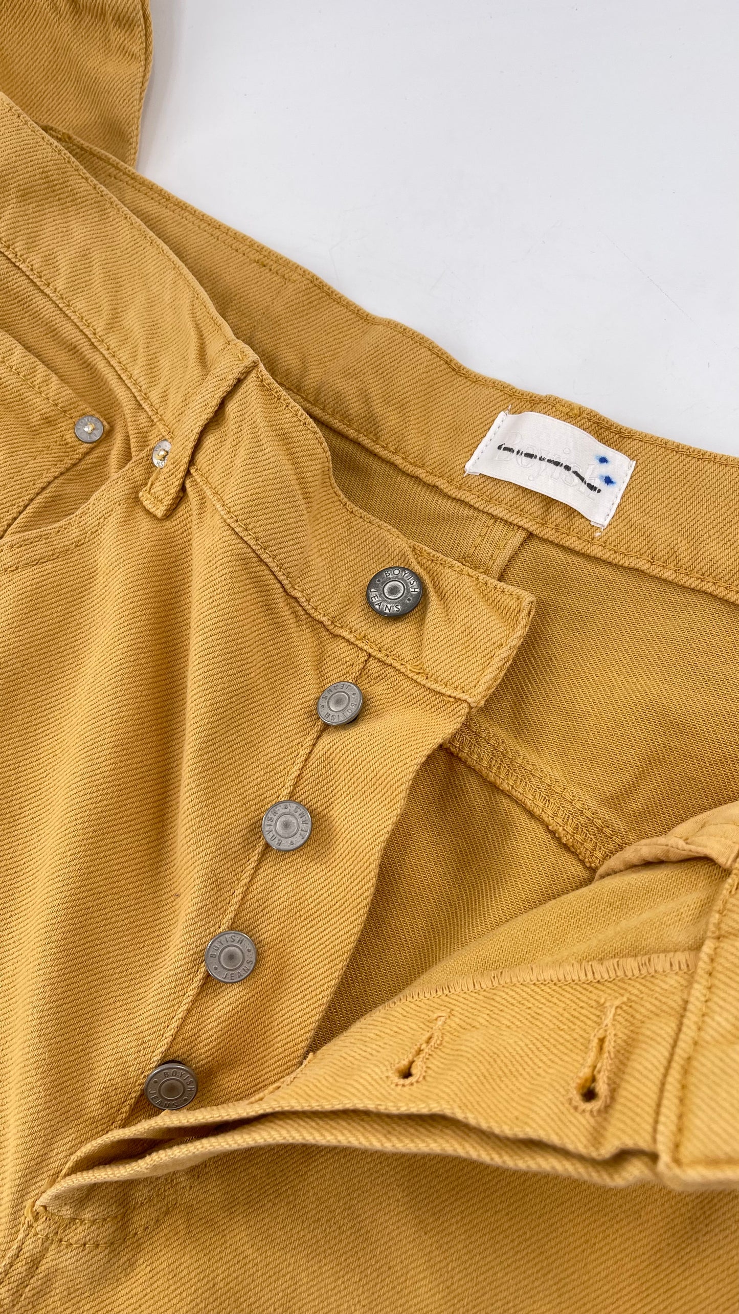 BOYISH Free People Mustard Yellow Straight Leg Jeans (32)