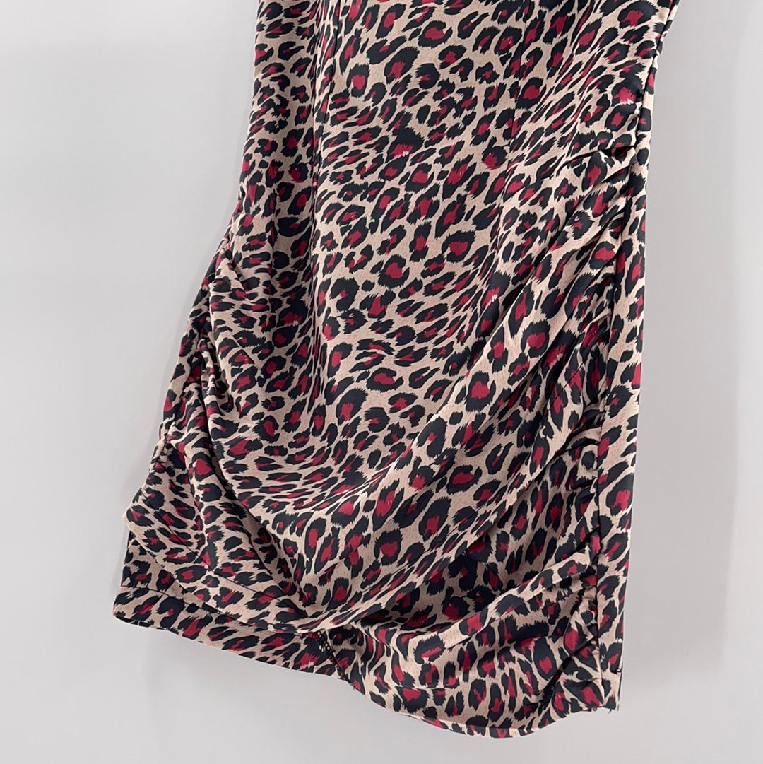 Lioness - Satin Cheetah Print Y2K Mini Dress (Size XS)
