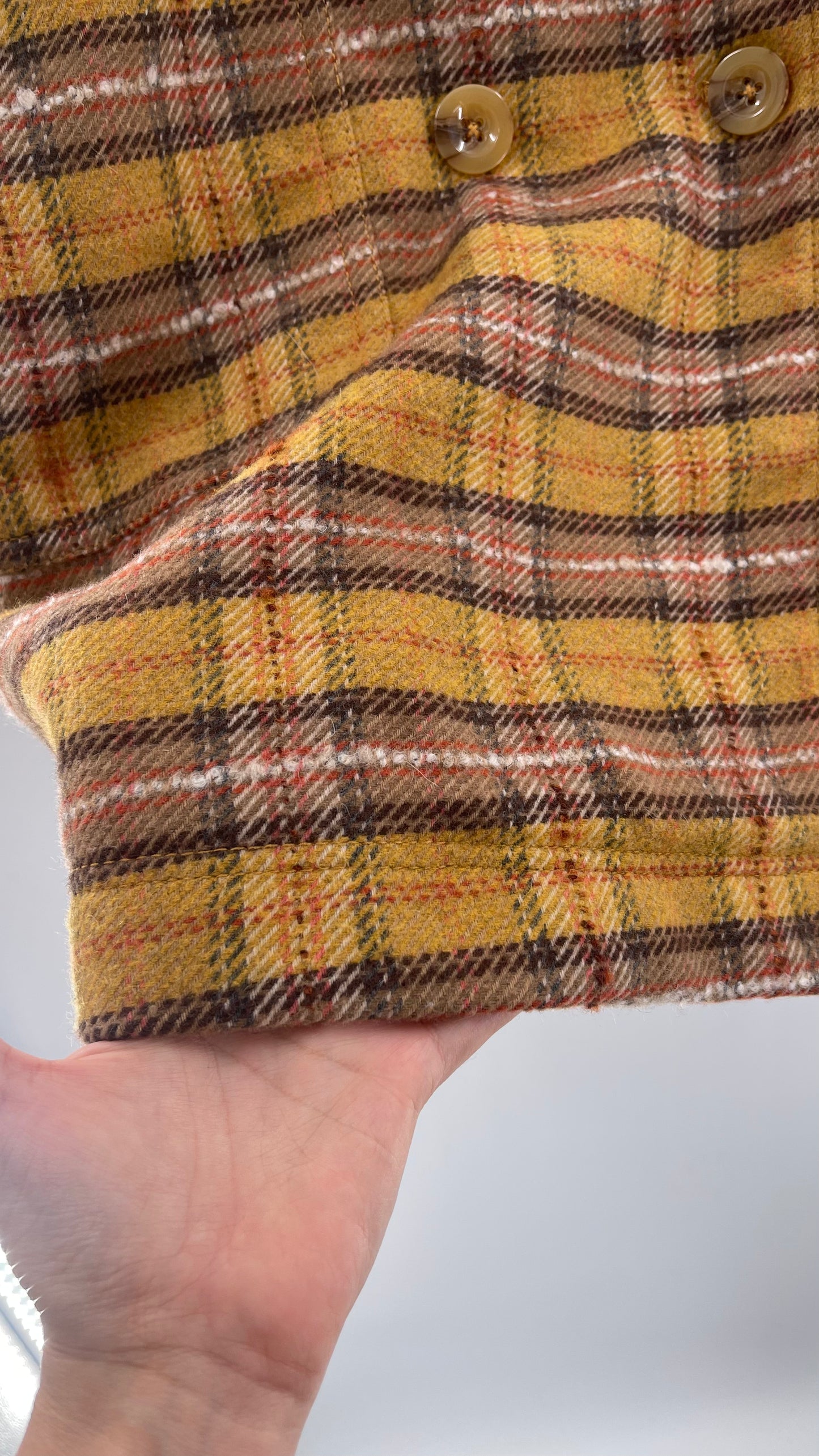 Free People Mustard  Plaid Coat - Size XS