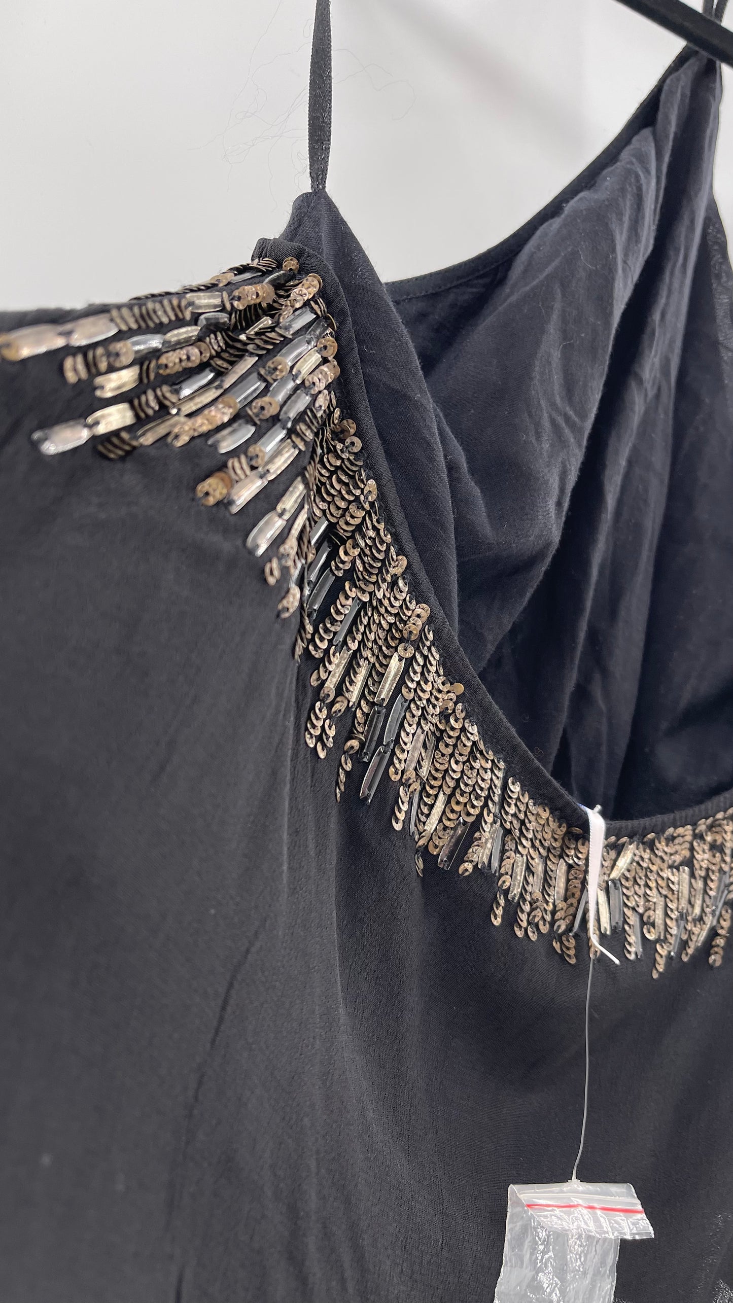 Free People Black Beaded Halter (XS)