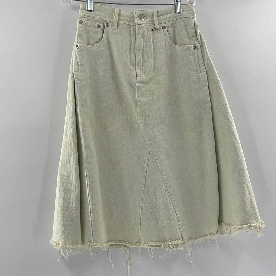 Skirt Free People Light Lime Green Denim ( Size XS)