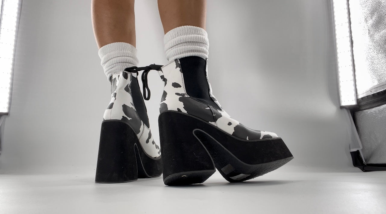 Koi Footwear Chunky Platform Cow Print Boots (7)