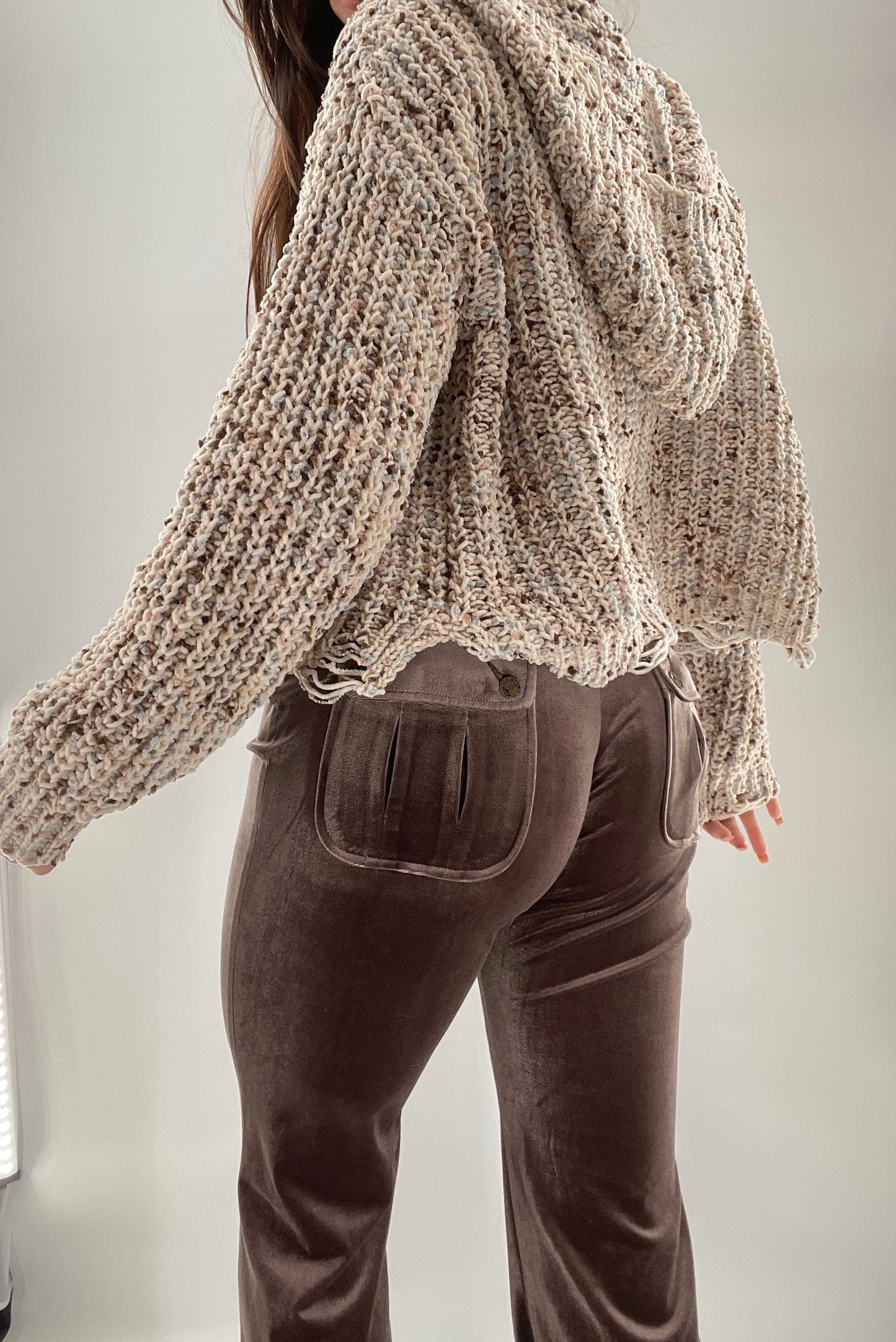 Miracle Distressed Chenille Zip Front Hoodie (S/M)