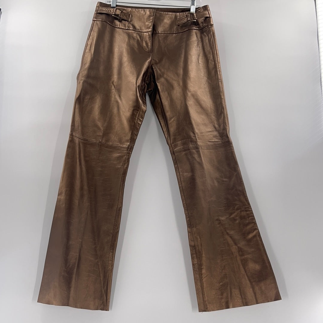 Vintage Cache Metallic Bronze Leather Flares (Sz10)
