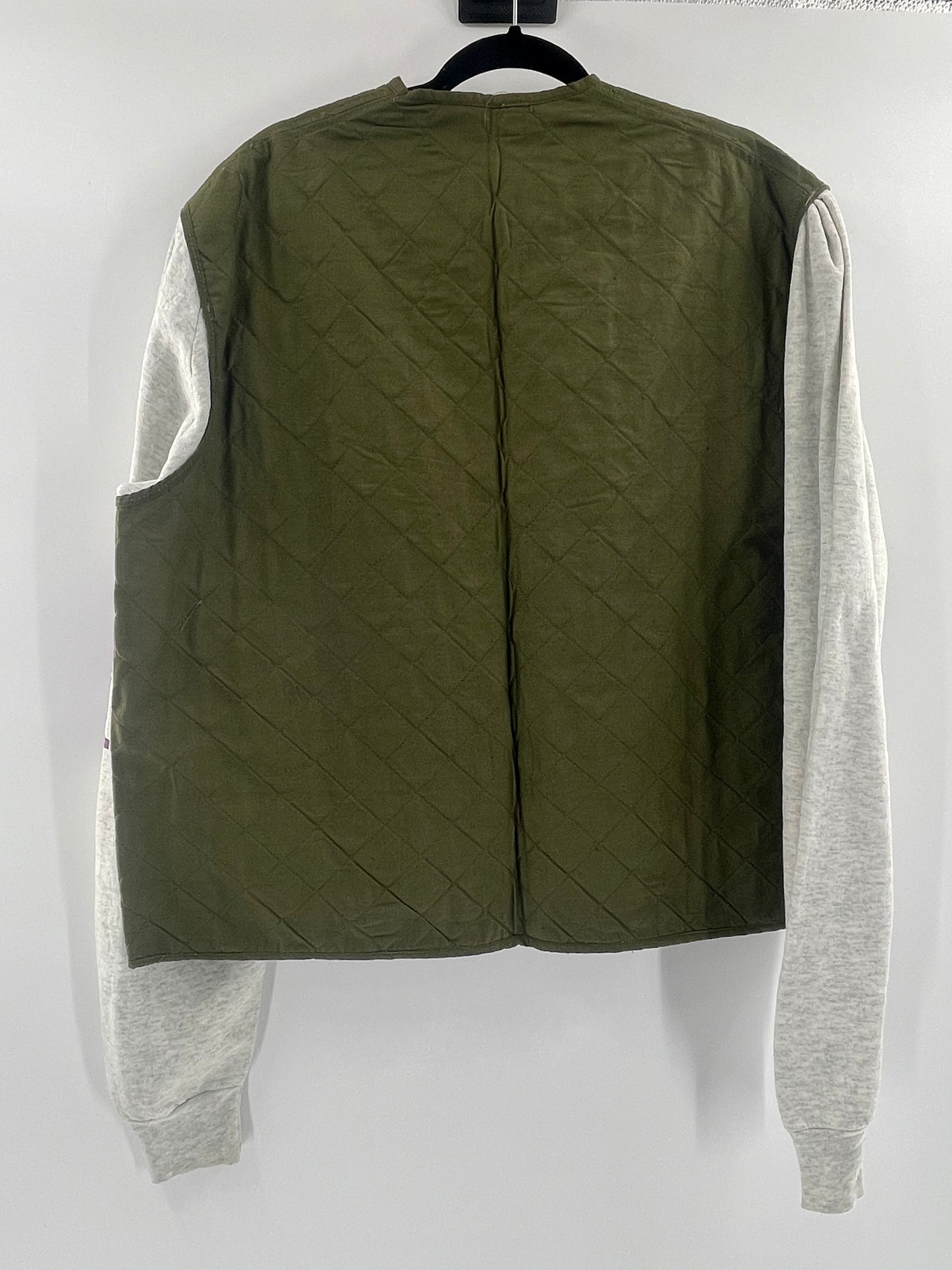 Urban Outfitters Renewal Olive Green With Gray Sleeves (Size L)