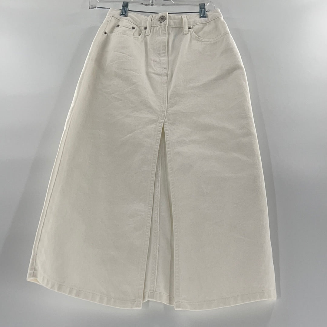 Skirt BDG White Denim Mid Calf Lenght Front Slit(Size XS)