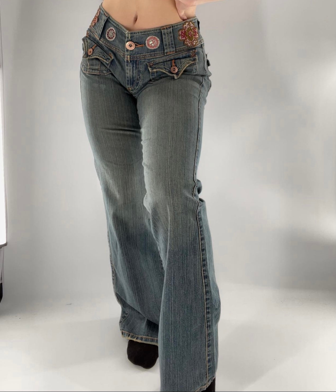 Vintage Z. Cavaricci Embellished Flares (Sz 11)