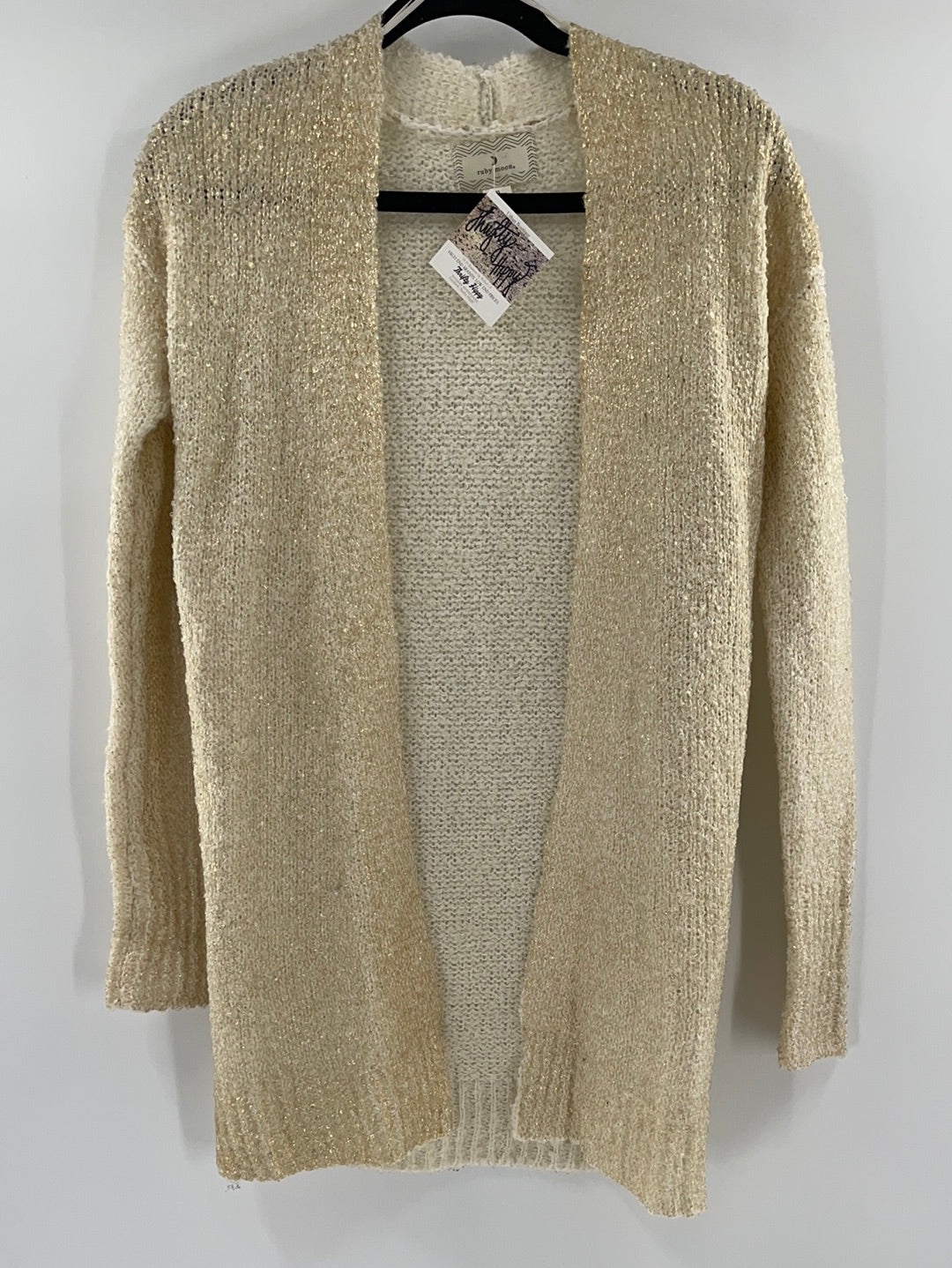 Anthropologie - Ruby Moon - Cream Metallic Gold Long Cardigan (Size XS)