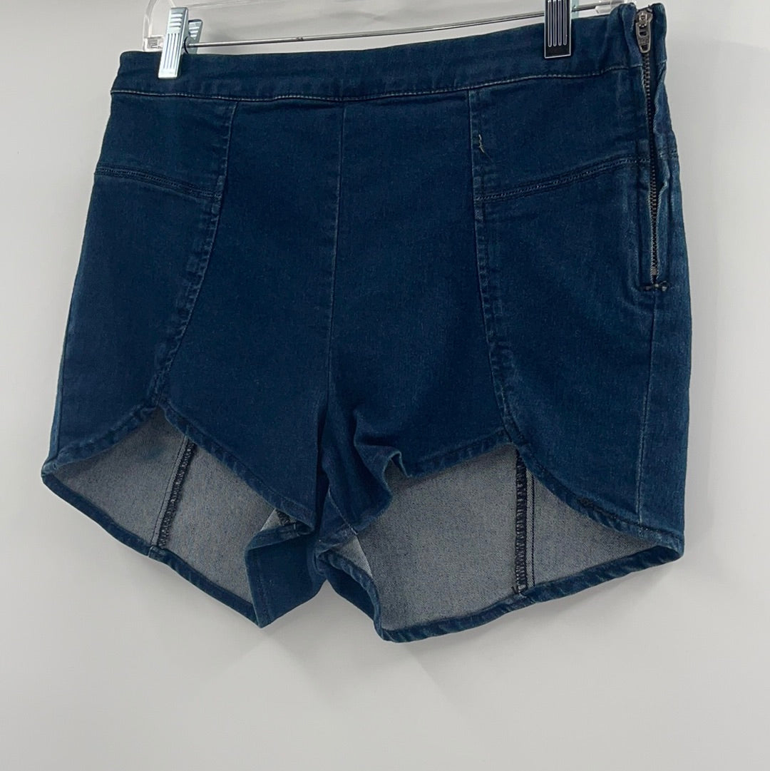Free People Dark Denin Side Zipper Shorts (Size 30)