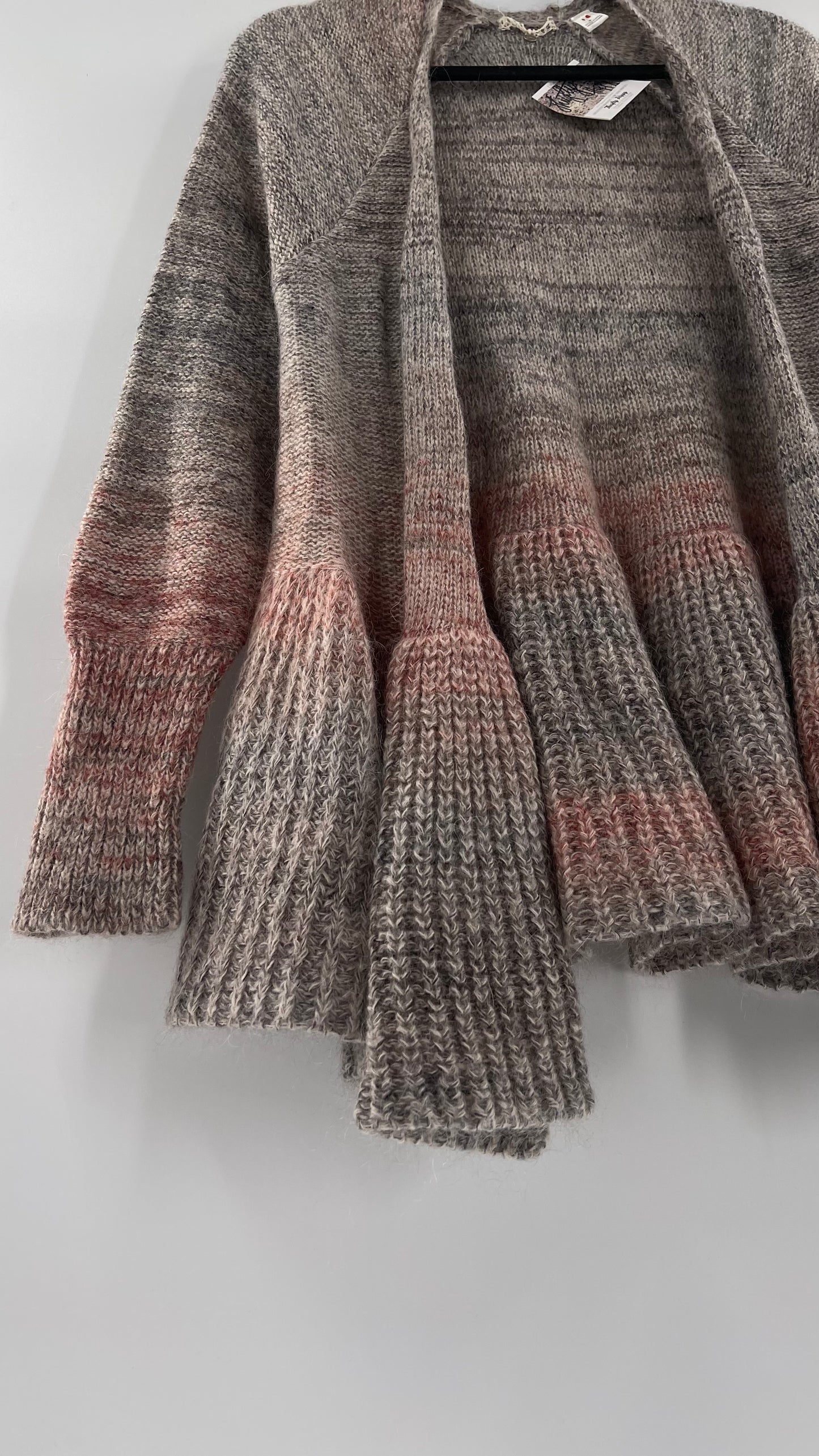 Anthropologie Knitted + Knotted Grey Pink Cardigan (small)