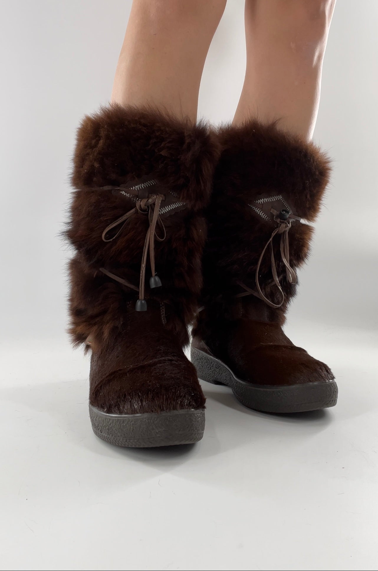 Pajar Vintage Brown Fur Boots - Made In Italy - Size 40