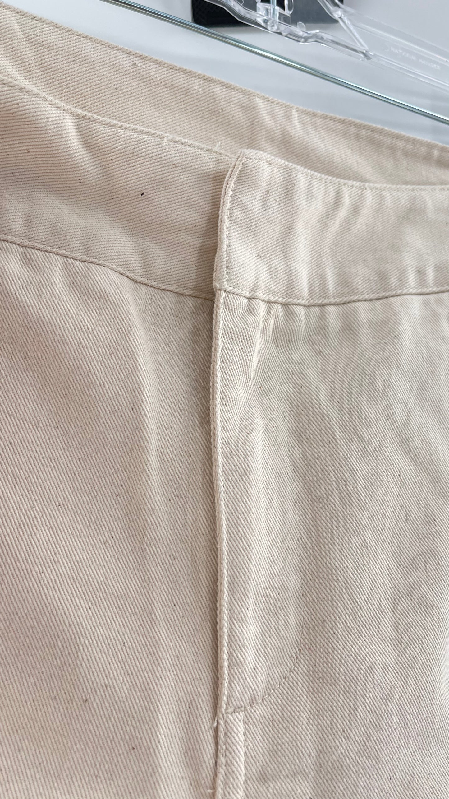 Vintage Jeanology Beige Raw Edge Hem Flare Jeans (16)